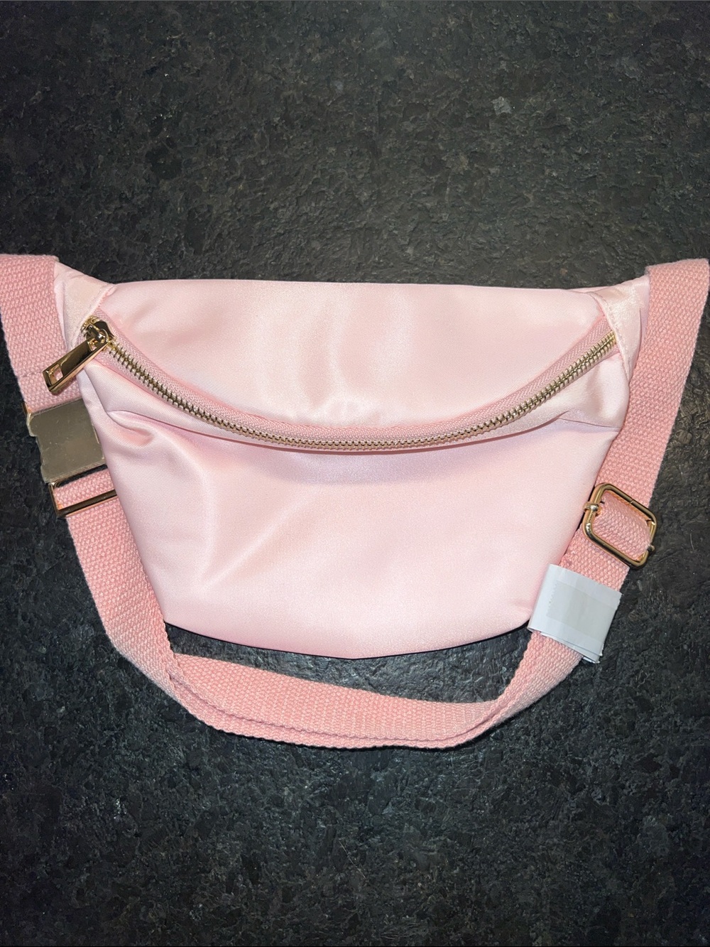 Lilly Pulitzer Light Pink Satin Crossbody Belt Bag with Gold Hardware nwot